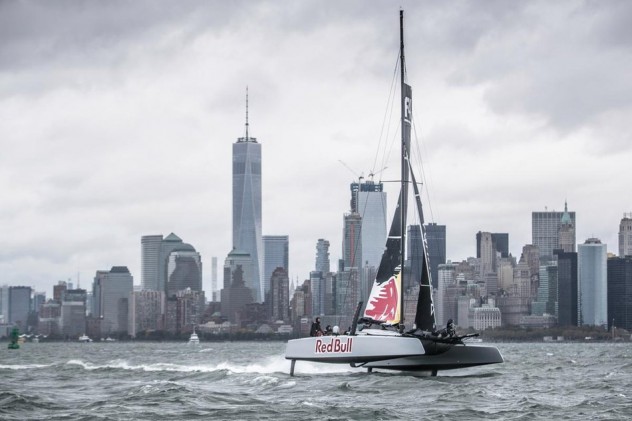 Jimmy Spithill and crew test-sail the F4 race yacht with Team Falcon in New York, NY, USA on 22 October, 2016.